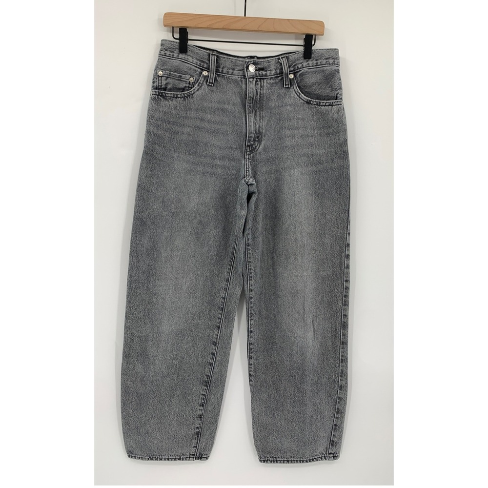 Levis Wide Leg Jeans Womens 28 Gray Baggy Dad Fade Cotton Denim Pants